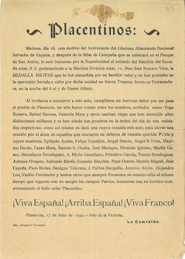 Invitación al acto de imposición de la Medalla Militar  del soldado del Batallón del Serrado Don ...