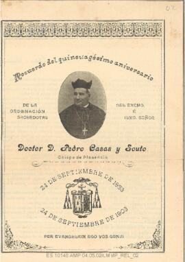 Recuerdo del quincuagésimo aniversario de la Ordenación Sacerdotal del Excmo. É Ilmo. Doctor D. P...