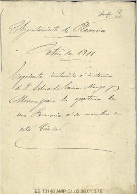 Expediente instruido a instancia de D. Eduardo García-Monge y Moreno para apertura de una farmaci...